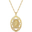 Titanium Steel Gold Plated Oval Portrait Zircon Pendant Necklace