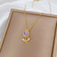 Titanium Steel Gold Plated Tulip Zircon Pendant Necklace