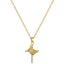 Titanium Steel Gold Plated Crown Cross Zircon Pendant Necklace