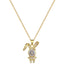 Titanium Steel Gold Plated Rabbit Zircon Pendant Necklace