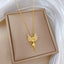 Titanium Steel Gold Plated Butterfly Zircon Pendant Necklace