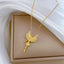 Titanium Steel Gold Plated Butterfly Zircon Pendant Necklace