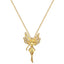 Titanium Steel Gold Plated Butterfly Zircon Pendant Necklace