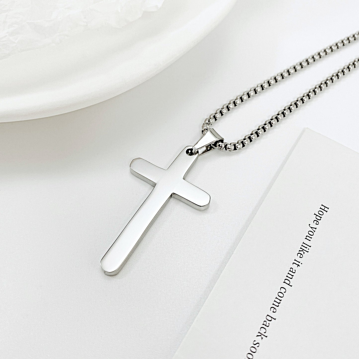 Titanium Steel Geometric Cross Pendant Necklace