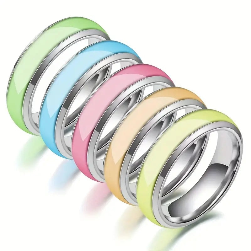 Titanium Steel Geometric Luminous Epoxy Rings