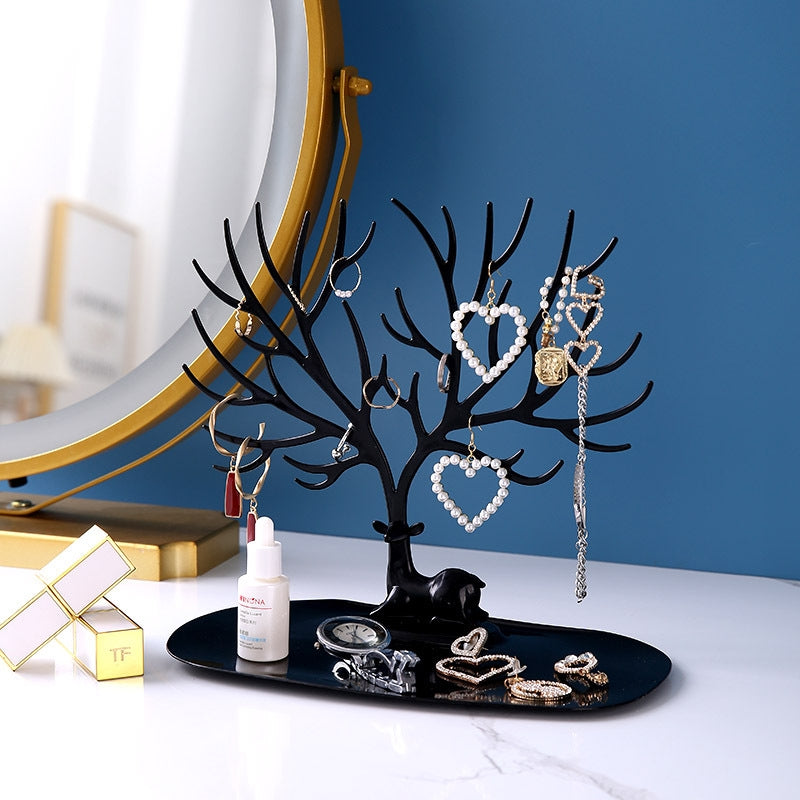 Tree-Shaped Deer Antler Jewelry Display Stand and Organizer