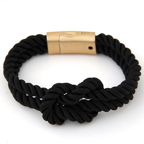 Braided Iron and PU Leather Magnetic Stone Bracelet