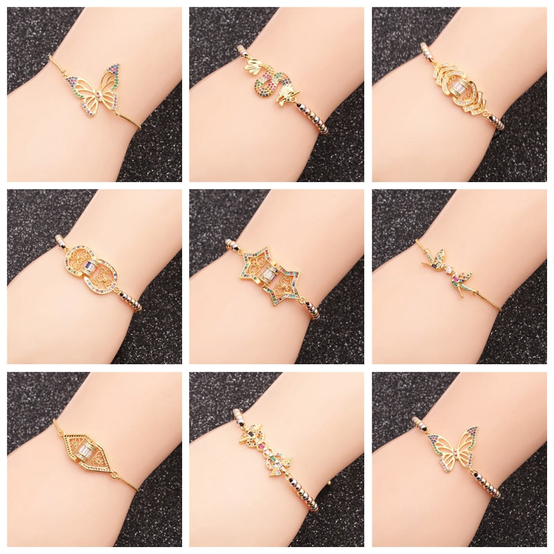 Trendy Micro-Inlaid Zircon Turtle Adjustable Women's Bracelet