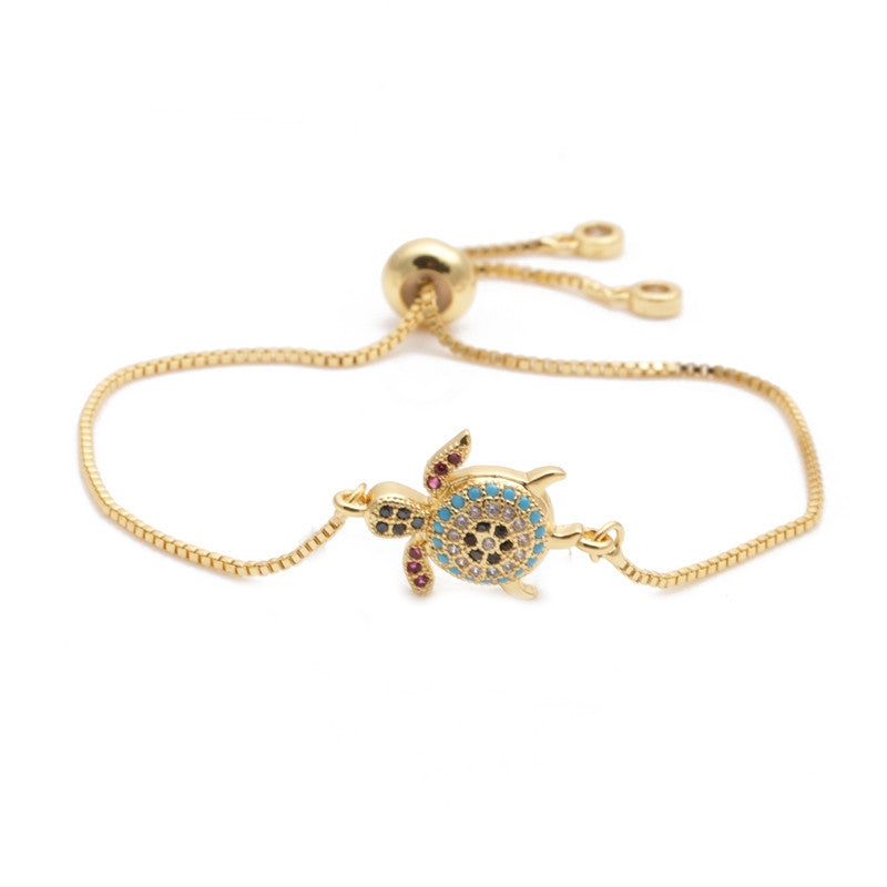 Trendy Micro-Inlaid Zircon Turtle Adjustable Women's Bracelet