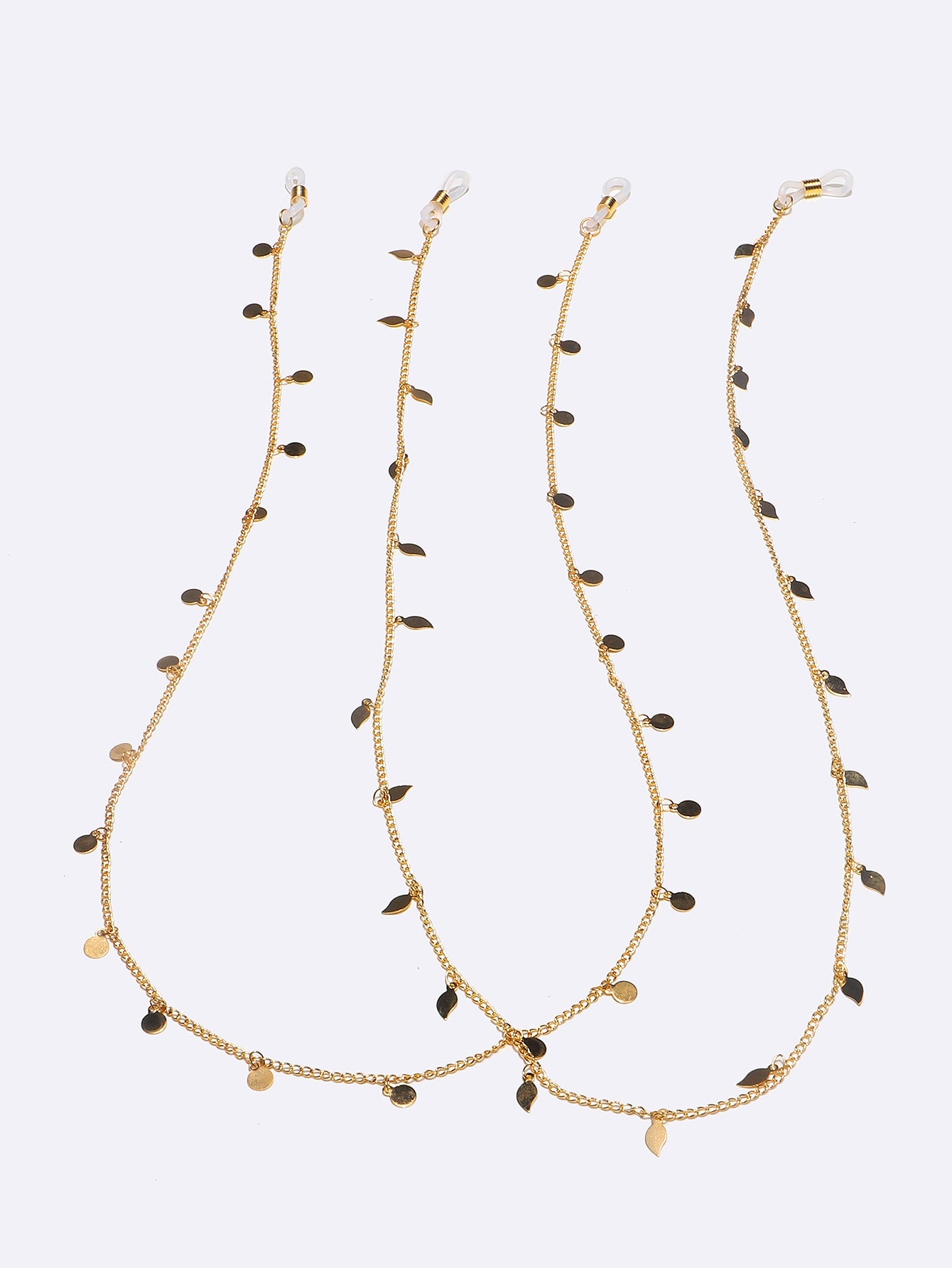 Two-Piece Leaf Disc Gold Glasses and Mask Chain