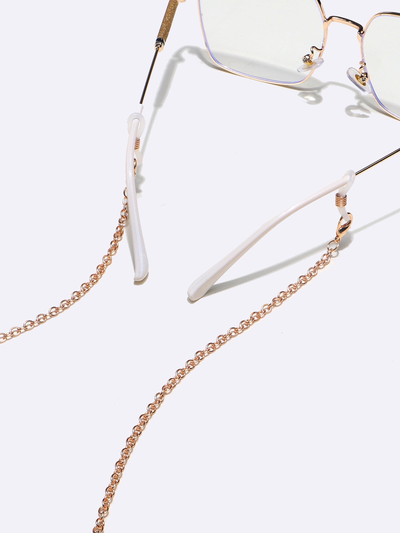 Two-Piece Gold Twist Round Glasses and Mask Chain