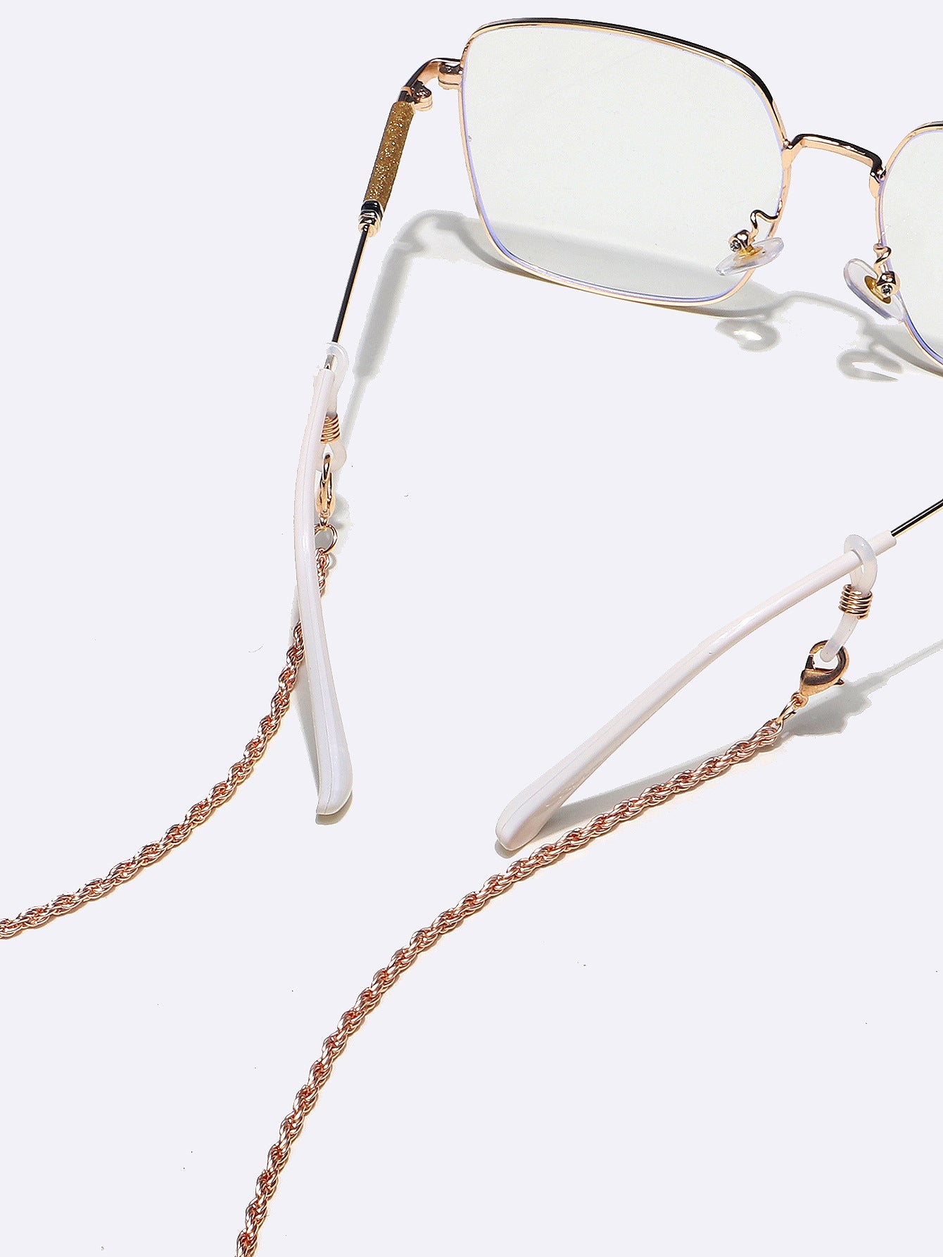 Two-Piece Gold Twist Round Glasses and Mask Chain