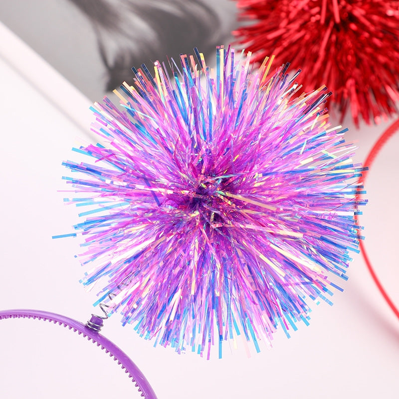 Unisex Colorful Pom Pom Hair Band for Parties and Halloween