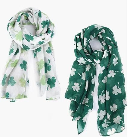 Unisex Shamrock Print Polyester Scarf for St. Patrick's Day