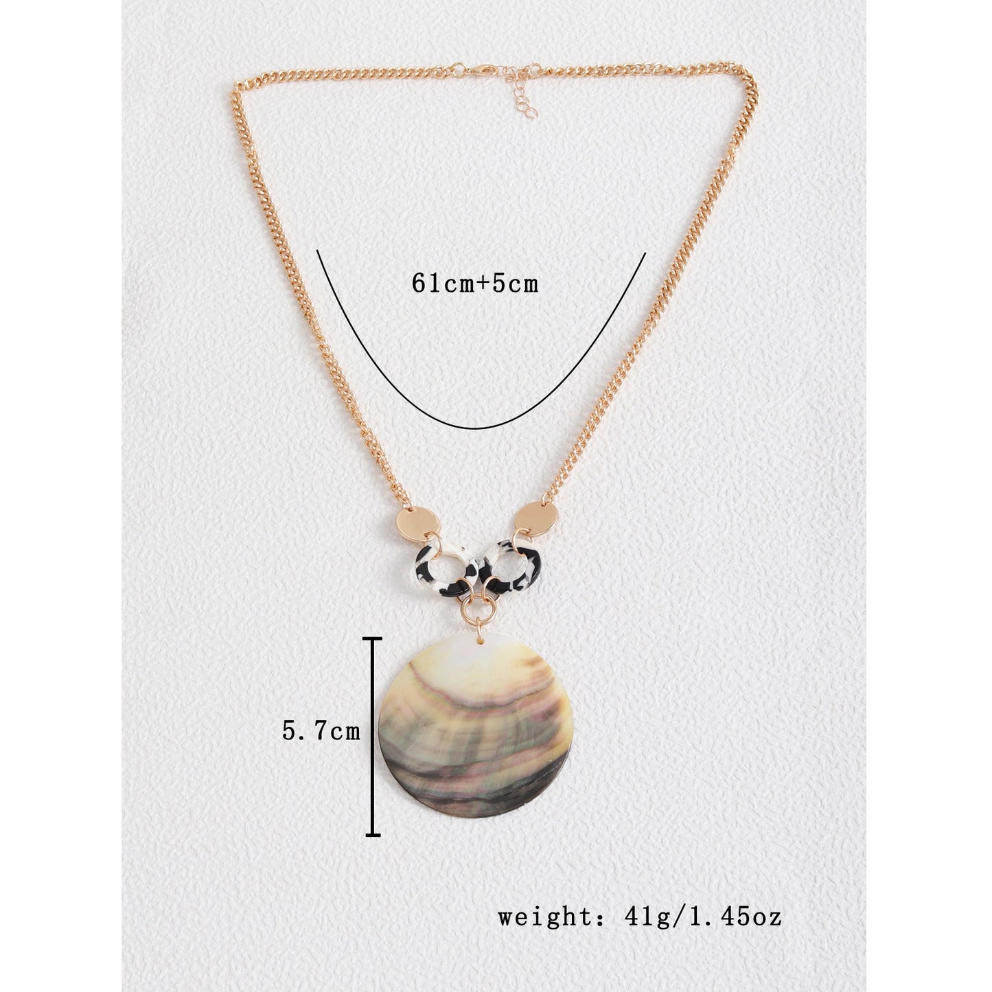 18K Gold Plated Shell Pendant Necklace for Women - Statement Long Chain