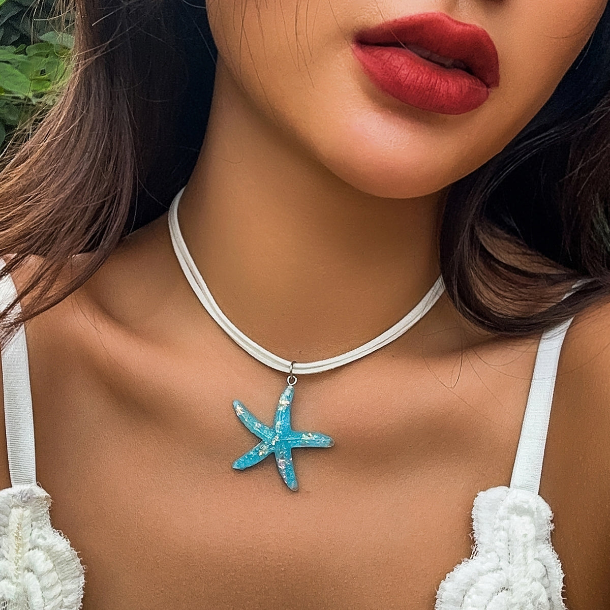 Vacation Beach Starfish Resin Pendant Necklace - Simple Style Ocean-Inspired Women's Jewelry