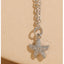 Vacation Beach Starfish Zircon Pendant Necklace - 14k Gold & White Gold Plated Ocean Series Choker