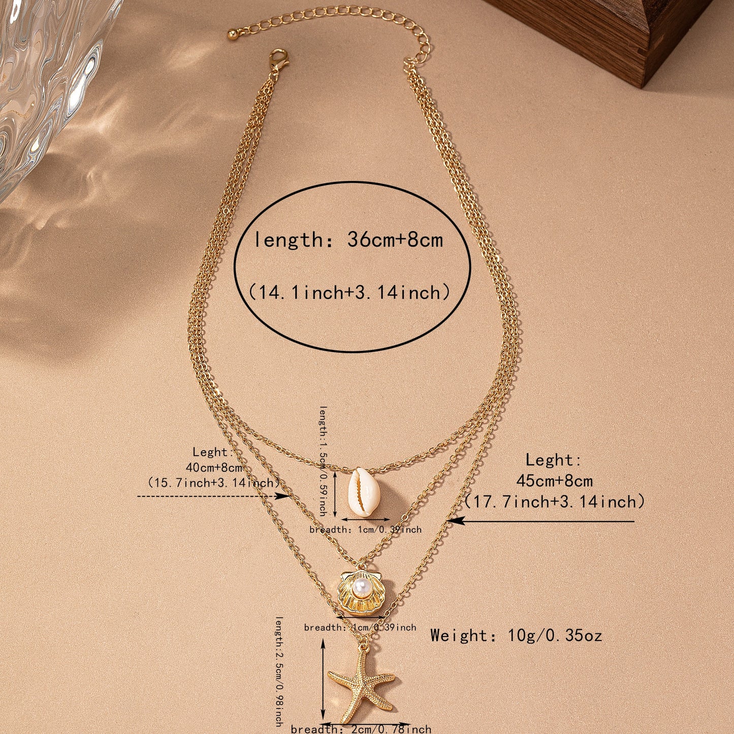 Vacation Beach Starfish Shell Pendant Women's Layered Necklace