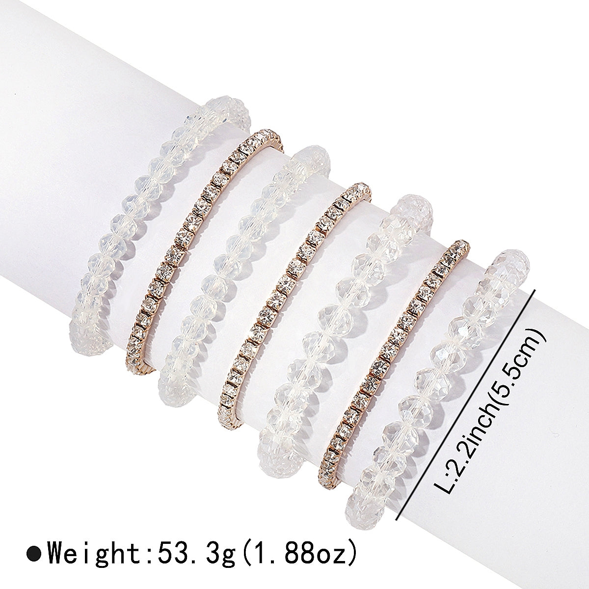 Bohemian Geometric Crystal Alloy Rhinestone Layered Bracelets