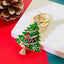 14k Gold Plated Christmas Tree Keychain with Enamel and Rhinestone Decoration