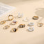 Vacation Butterfly Zircon Ring Set - Fashionable Alloy Inlay with Evil Eye Design (12 Pieces)