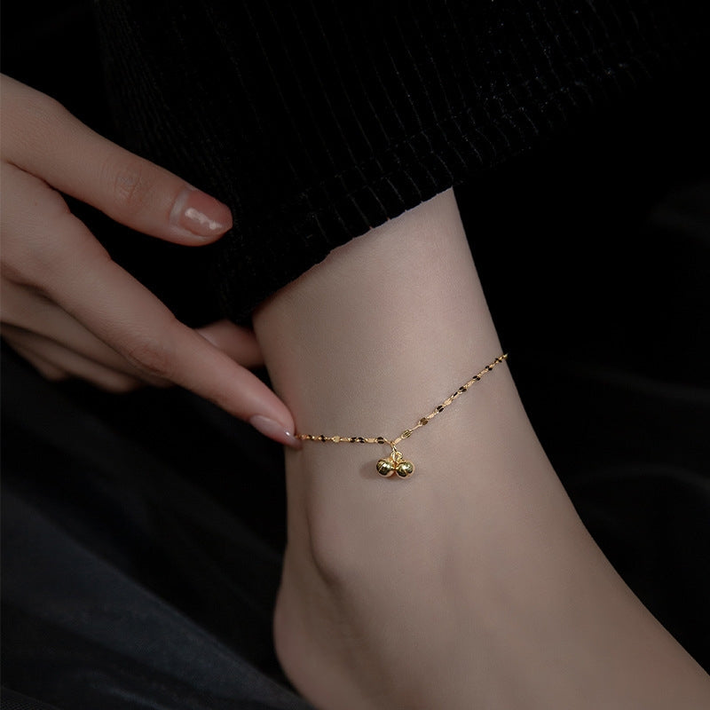 Geometric 18K Gold Plated Stainless Steel Anklet and Minimalist Titanium Steel Bracelet Set for Women