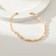 Vacation Geometric Pearl Copper Bracelet with Irregular Natural Pearl Design, 18k Gold Plated Fashion Jewelry