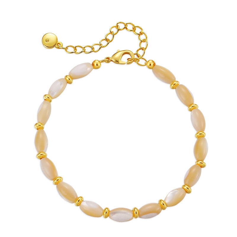 Vacation Geometric Pearl Copper Bracelet with Irregular Natural Pearl Design, 18k Gold Plated Fashion Jewelry