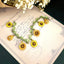 Sunflower Leaf Enamel Alloy Women's Bracelet - Retro French Forest Plant Series