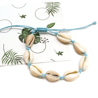 Handmade Korean Wax Cord Shell Anklet for Women - Beach Inspired Jewelry