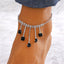 Vacation Bohemian Moon Heart Shape Rhinestone Tassel Layered Women's Anklet