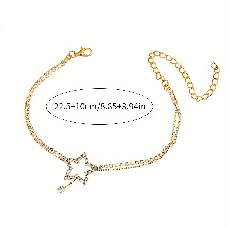 Vacation Star Rhinestone Multi-Layer Women's Anklet