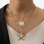 Bohemian Starfish Shell Pendant Necklace - Unique Alloy Design Statement Choker