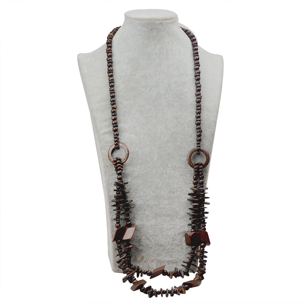 Vacation Color Block Coconut Shell Beaded Layered Necklace for Women
