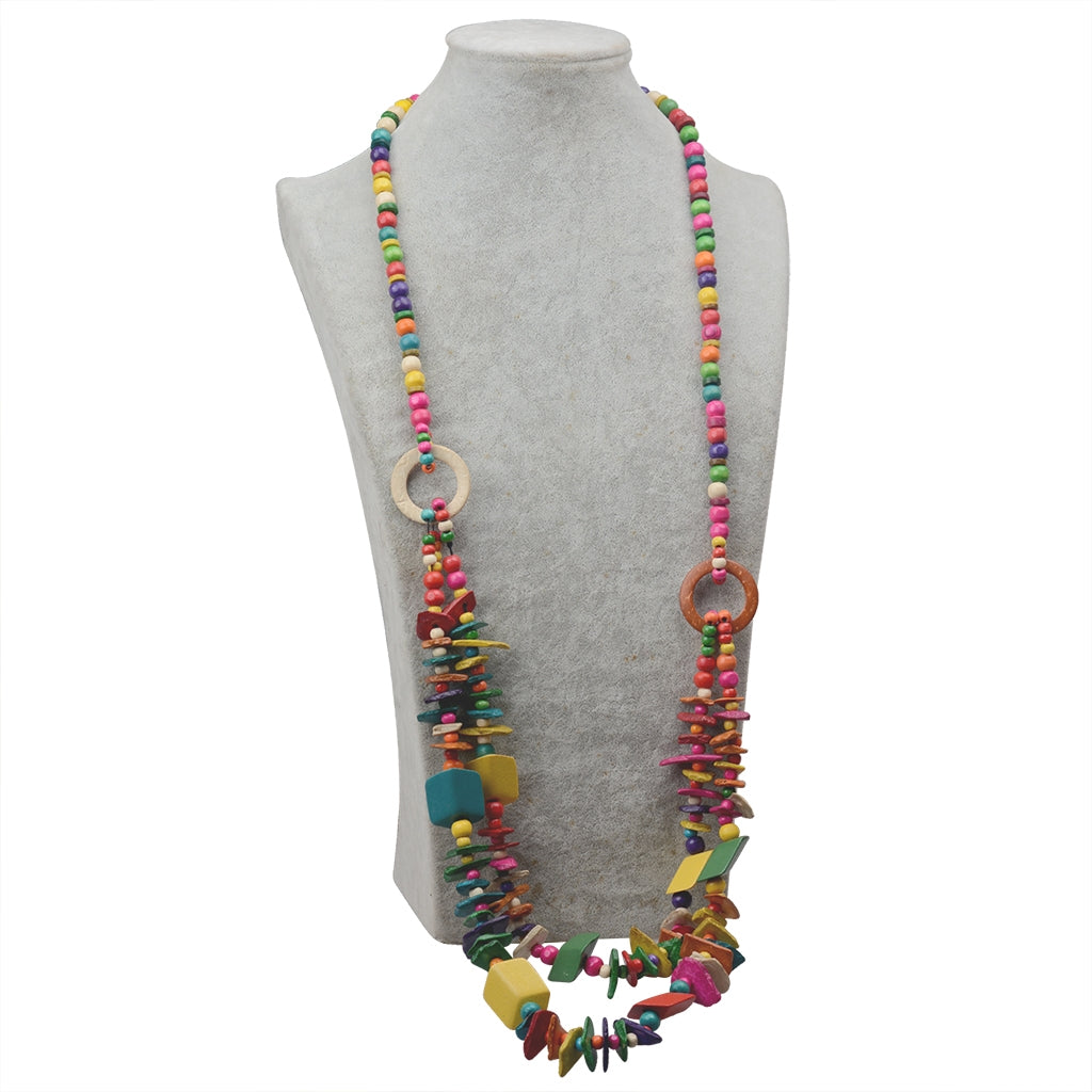 Vacation Color Block Coconut Shell Beaded Layered Necklace for Women