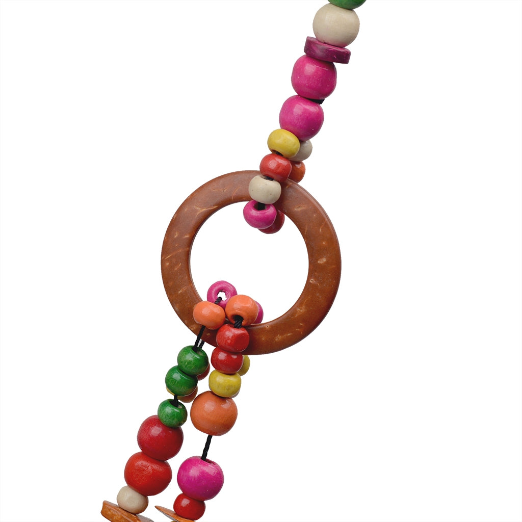 Vacation Color Block Coconut Shell Beaded Layered Necklace for Women