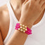 Vacation Geometric CCB Crystal Beaded Bracelet Set - Fashionable Layered Elastic Design