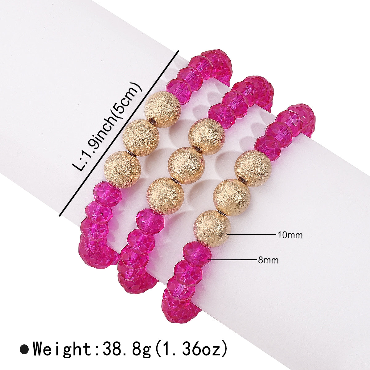 Vacation Geometric CCB Crystal Beaded Bracelet Set - Fashionable Layered Elastic Design