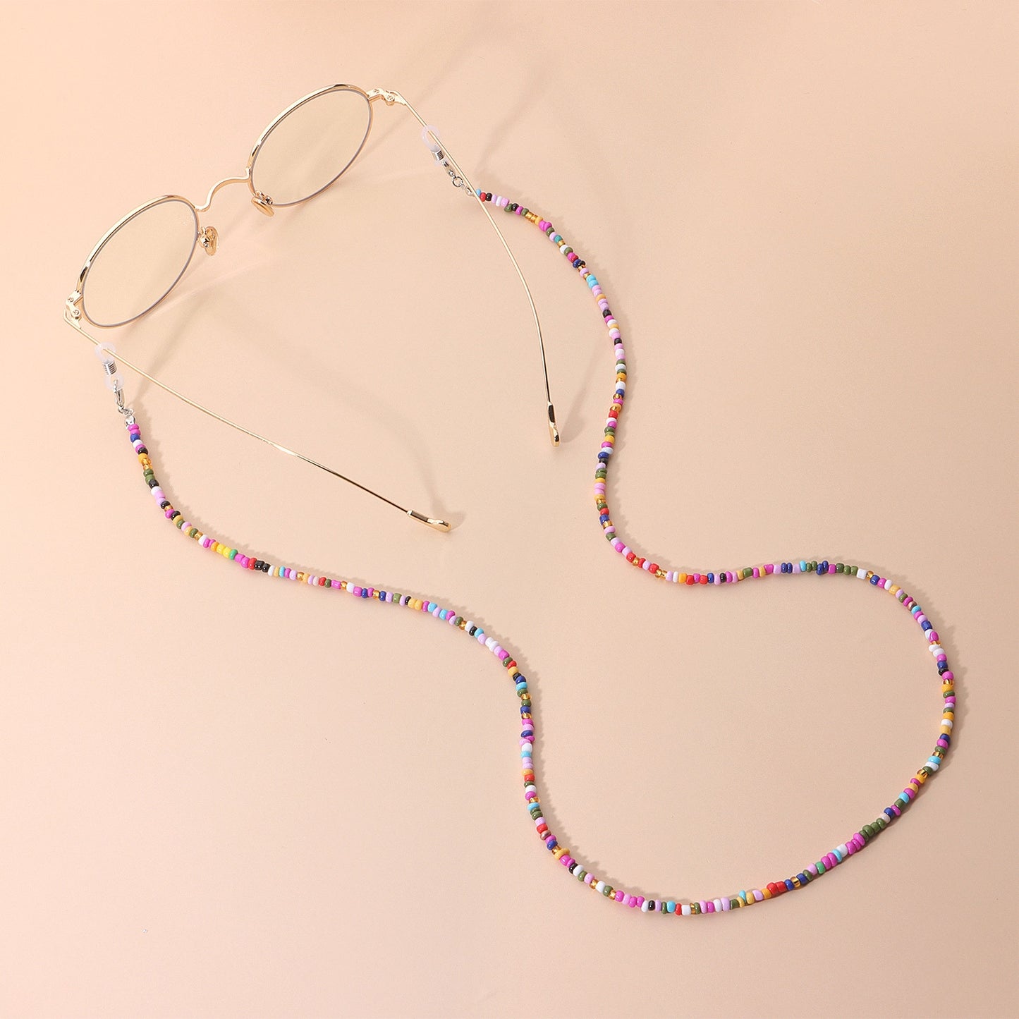 Versatile Multi-Color Beaded Eyeglasses and Mask Chain Set - 9 Pieces