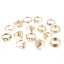 Vintage Alloy Coin Cross Pattern Rhinestone Love Ring Set - 15 Pieces