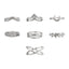 Vintage Moon Leaf Double Layer Ring Set - 7 Piece Alloy Jewelry Collection