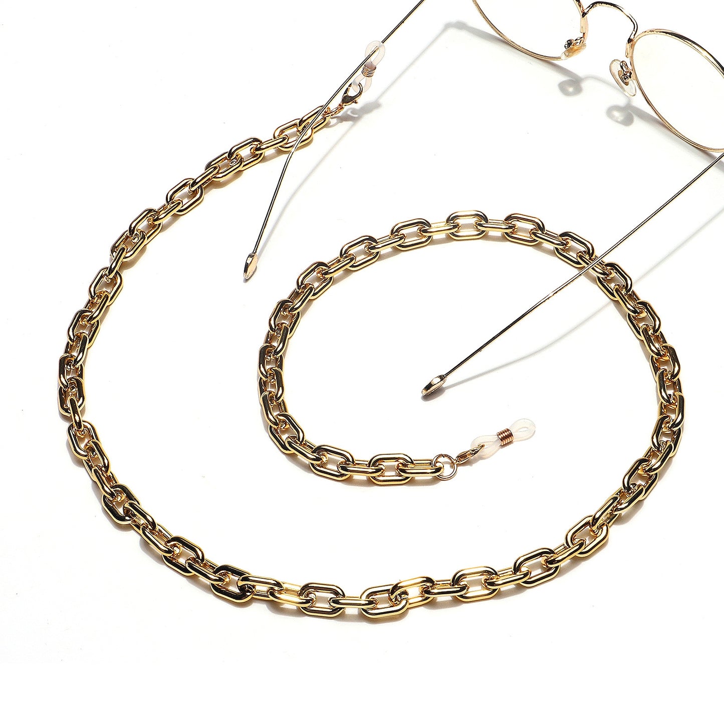 Vintage Oval U-Shaped Golden Leopard Pattern Acrylic Mask & Eyeglass Chain