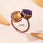 Vintage Baroque Irregular Natural Stone Copper Adjustable Open Ring for Women