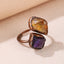 Vintage Baroque Irregular Natural Stone Copper Adjustable Open Ring for Women
