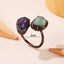 Vintage Baroque Irregular Natural Stone Copper Adjustable Open Ring for Women