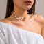 Vintage Baroque Irregular Imitation Pearl Beaded Choker Necklace for Women