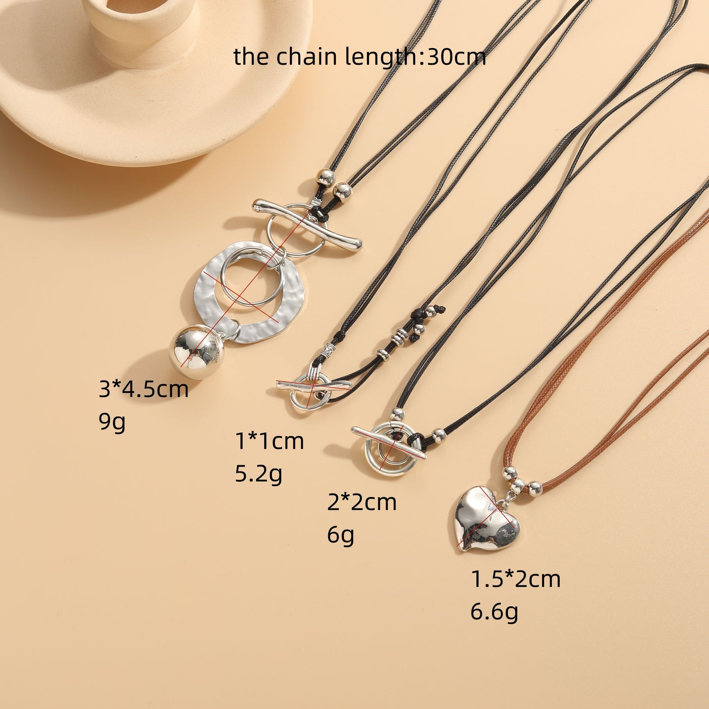 Vintage Geometric Heart Alloy Pendant Necklace