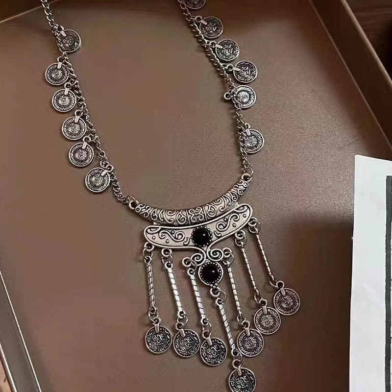 Vintage Bohemian Tassel Pendant Necklace - Ethnic Alloy Statement Jewelry