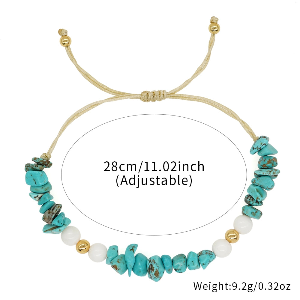 Vintage Bohemian Geometric Gemstone & Acrylic Bead Couple Bracelets