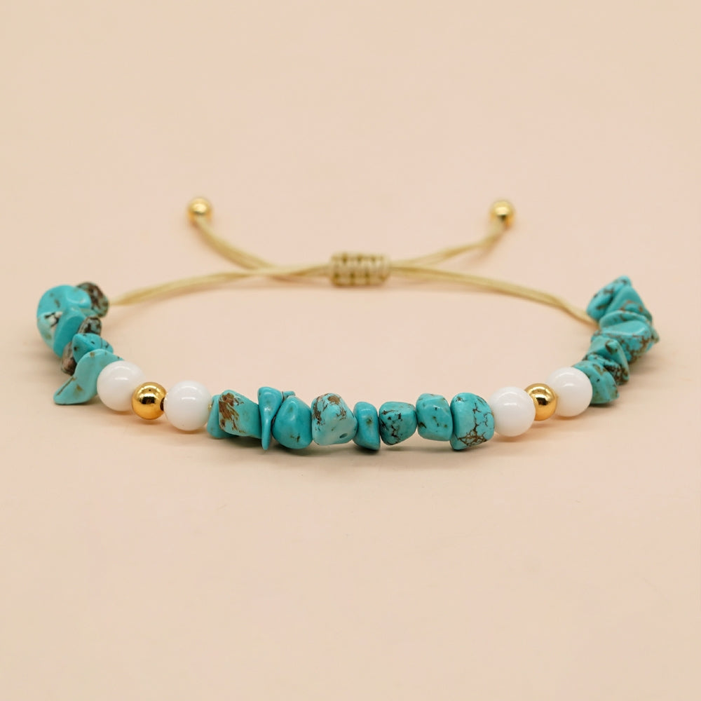 Vintage Bohemian Geometric Gemstone & Acrylic Bead Couple Bracelets